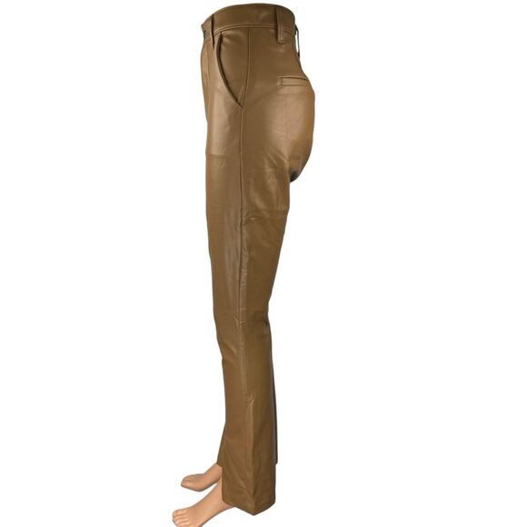 Abercrombie & Fitch Brown Faux Leather Skinny High Rise Split Hem Pants Size 25 - Picture 2 of 5